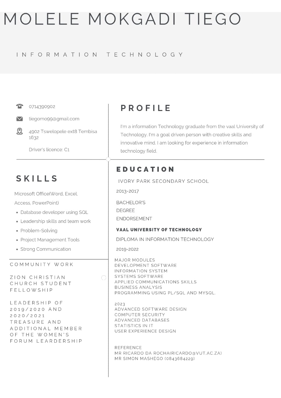 Tiego's CV